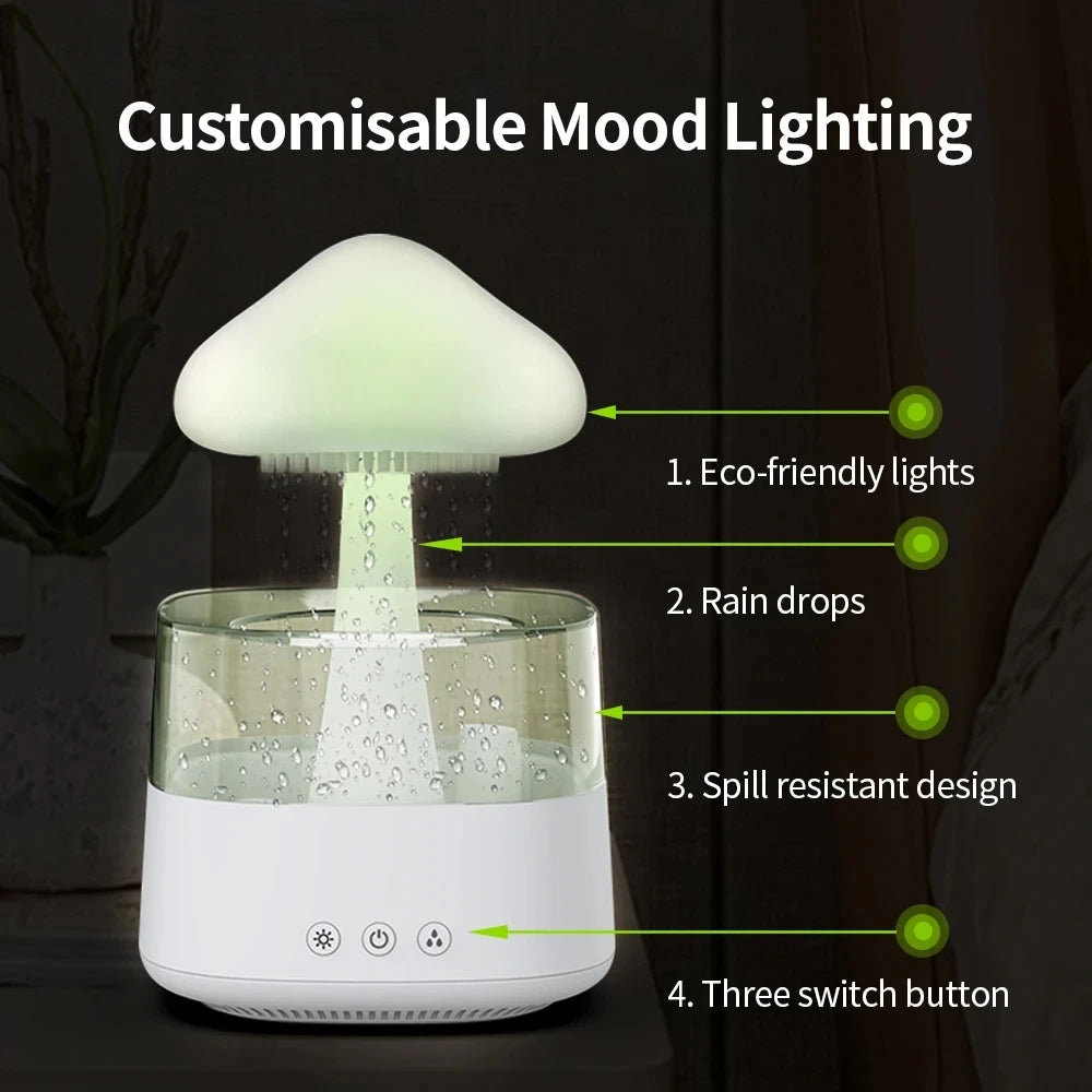 Transform Your Space with the Mushroom Rain Air Humidifier - Aroma Diffuser & Colorful Night Light for Ultimate Relaxation!