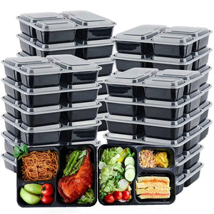 Ultimate 3 Compartment Meal Prep Containers - 36 Oz Plastic Food Storage Solution with Lids, 20 Pack for On-the-Go Convenience