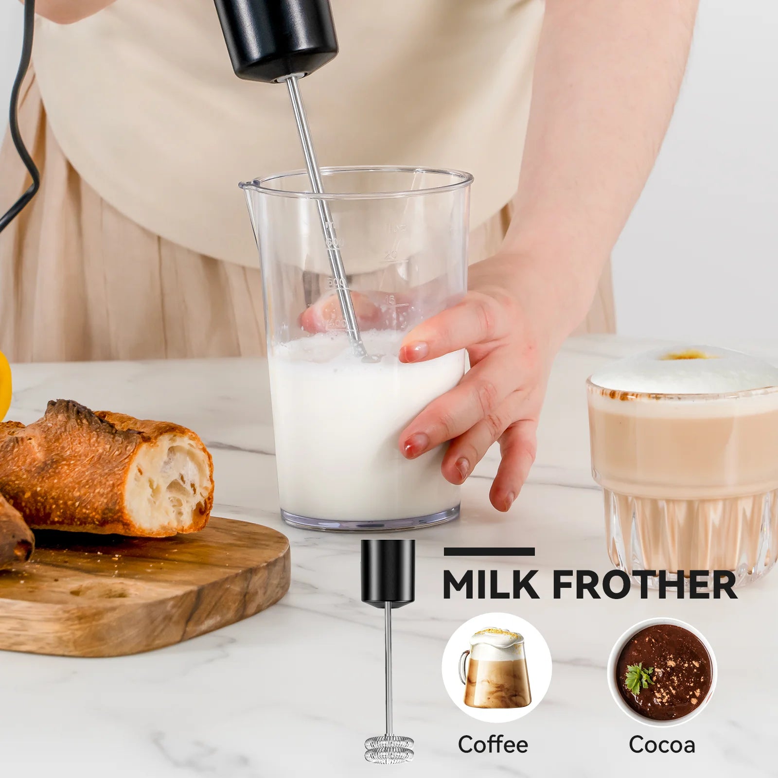 Transform Your Cooking Experience with the 20-Speed 1000W 3-In-1 Immersion Hand Blender – Effortless Blending, Whisking, and Frothing in One Compact Tool!