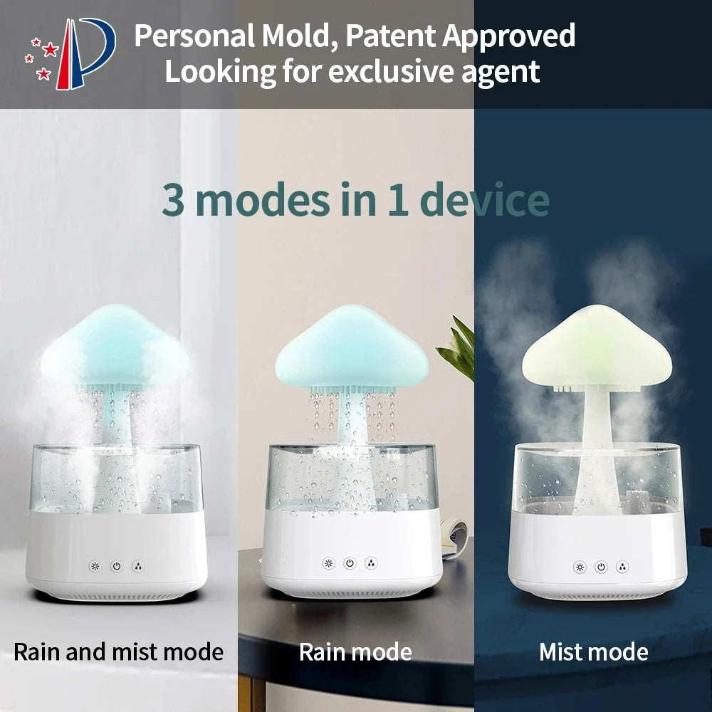 Transform Your Space with the Mushroom Rain Air Humidifier - Aroma Diffuser & Colorful Night Light for Ultimate Relaxation!