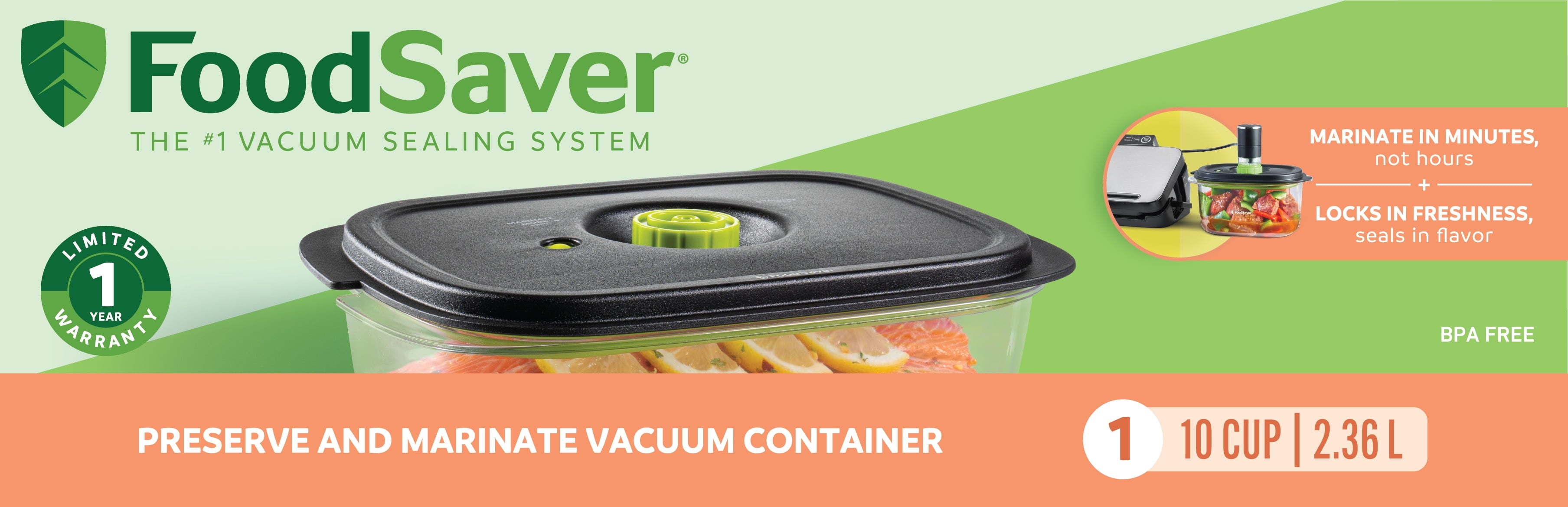 Maximize Freshness with the Preserve & Marinate Vacuum Container - 10 Cup Masterpiece!