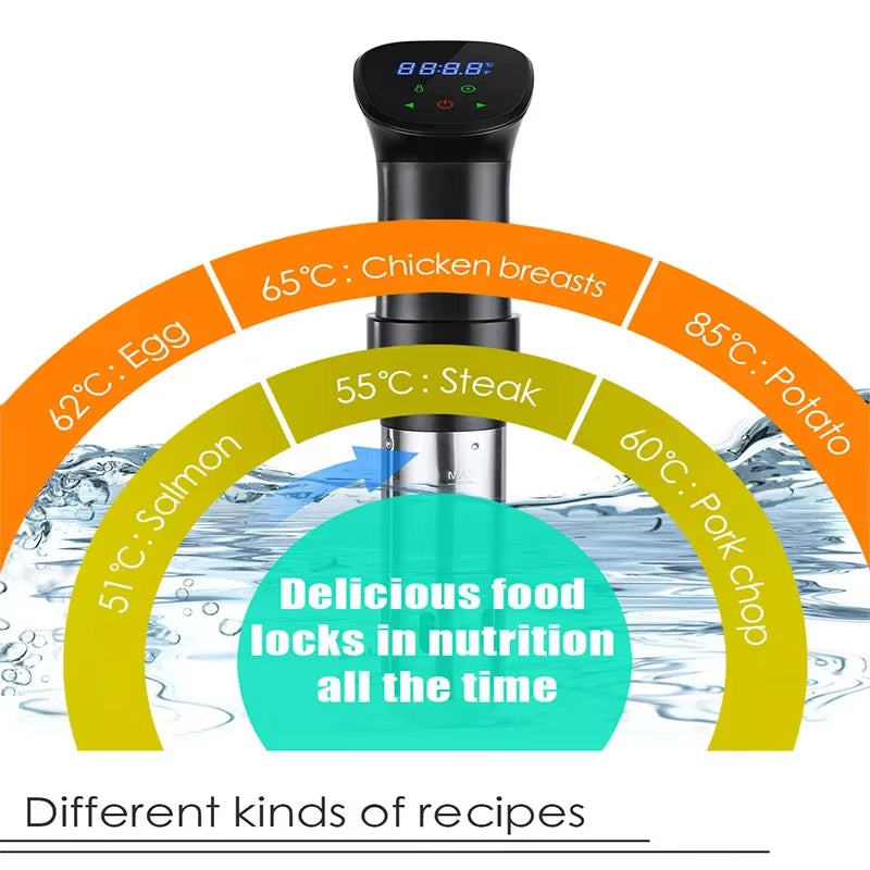 Experience Precision Cooking with the 1800W Waterproof Sous Vide Cooker - Immersion Circulator with LED Digital Display and Smart Slow Cooker Technology