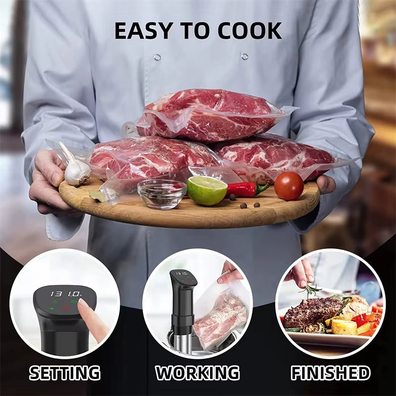 Experience Precision Cooking with the 1800W Waterproof Sous Vide Cooker - Immersion Circulator with LED Digital Display and Smart Slow Cooker Technology