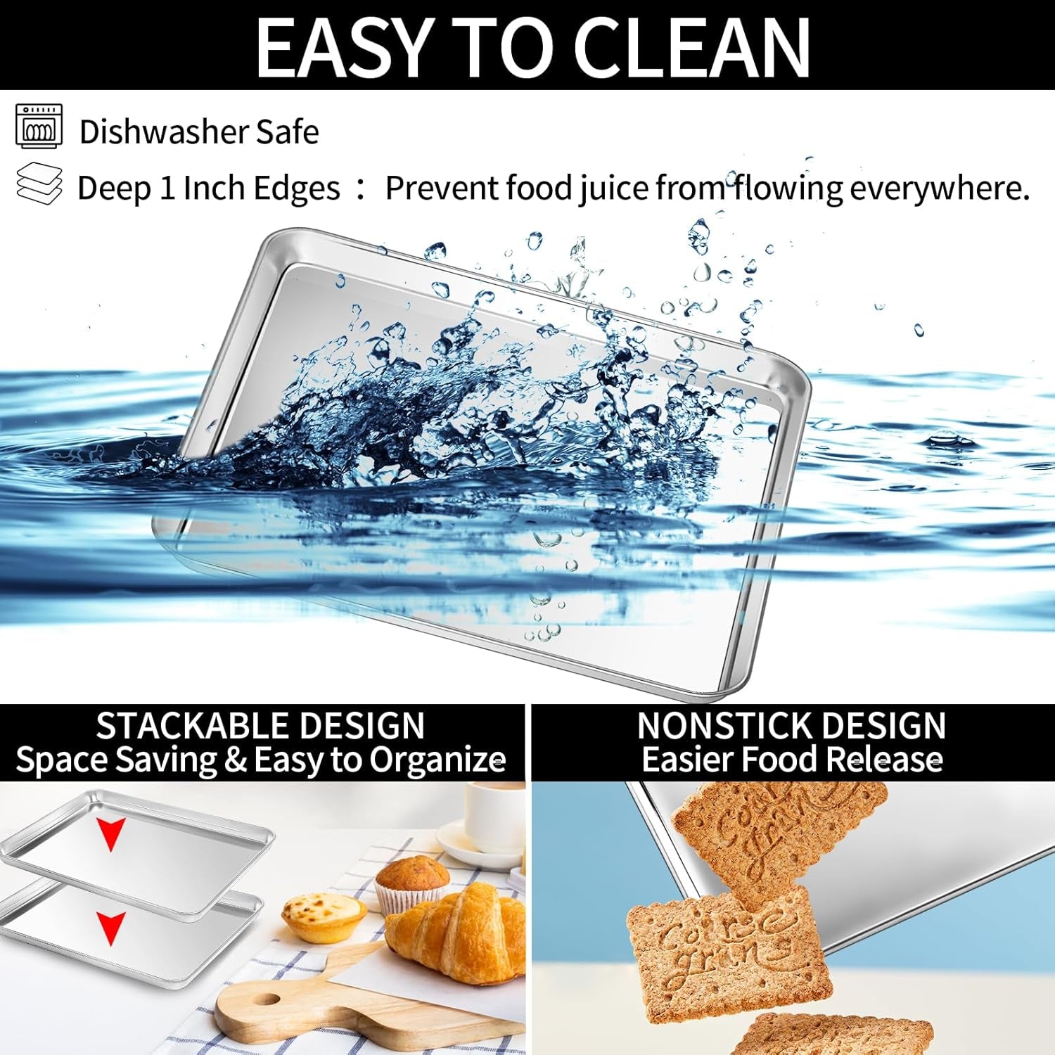 Ultimate Baking Sheet & Wire Rack Set - 6-Piece Stainless Steel Bakeware for Perfect Cookies & More!