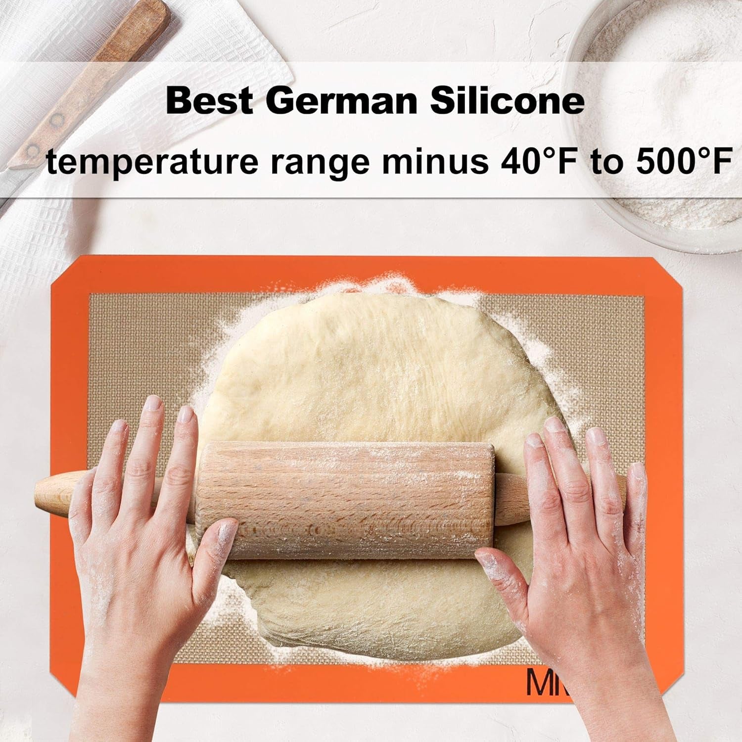 Transform Your Baking Experience with Our Premium Non-Stick Silicone Baking Mats - Includes 2 Half Sheets & 1 Macaron Sheet in Vibrant Orange
