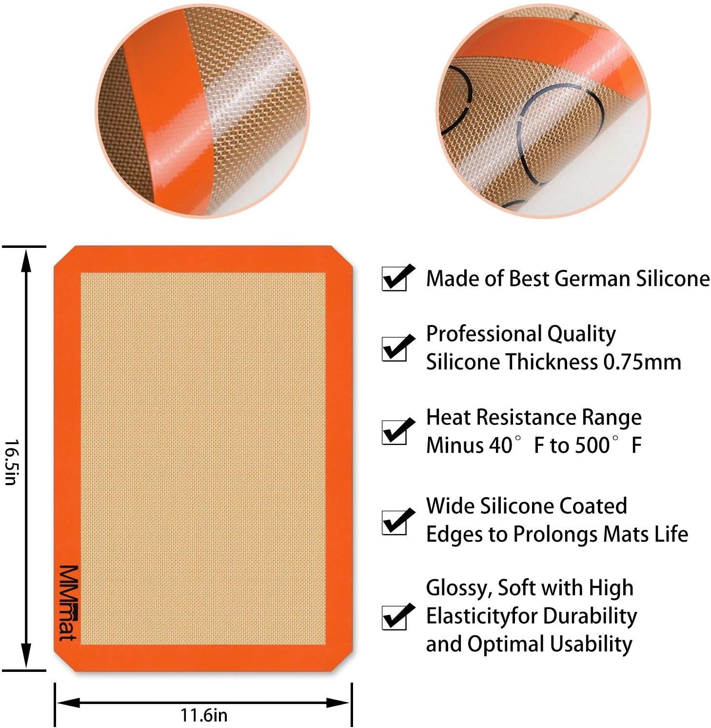Transform Your Baking Experience with Our Premium Non-Stick Silicone Baking Mats - Includes 2 Half Sheets & 1 Macaron Sheet in Vibrant Orange