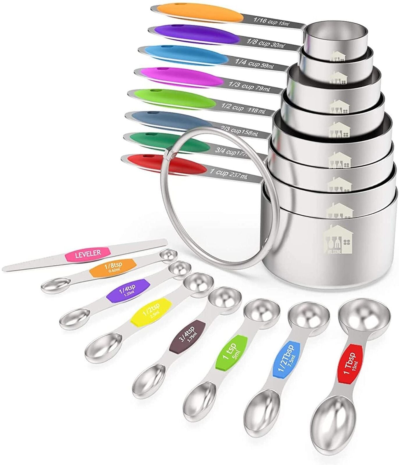 Precision in Every Scoop: Wildone 16-Piece Stainless Steel Measuring Cups and Magnetic Spoons Set for Culinary Mastery