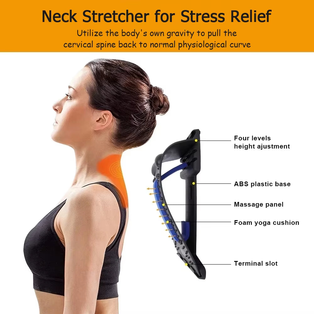 Adjustable Lumbar Support Device for Neck and Back Relief - Versatile Stretching Massager for Yoga and Posture Correction