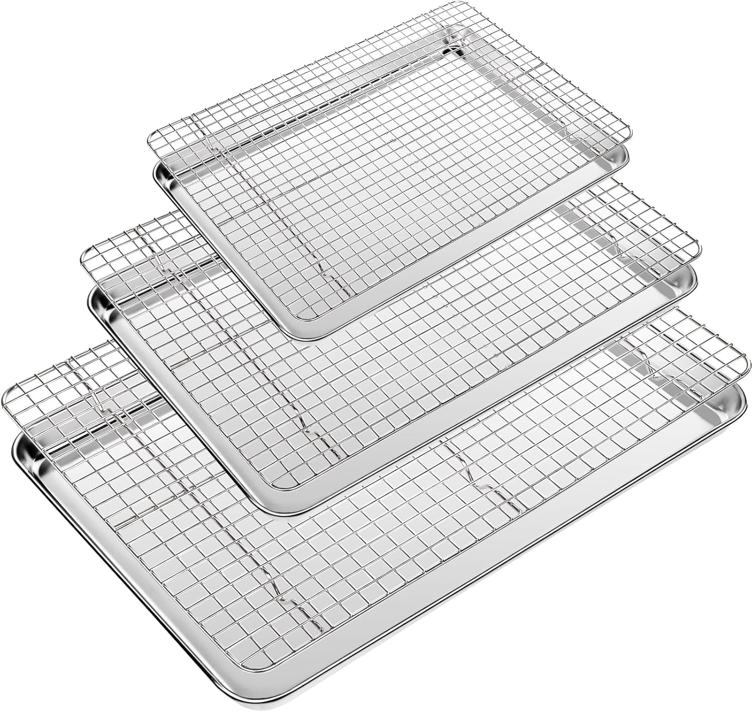 Ultimate Baking Sheet & Wire Rack Set - 6-Piece Stainless Steel Bakeware for Perfect Cookies & More!