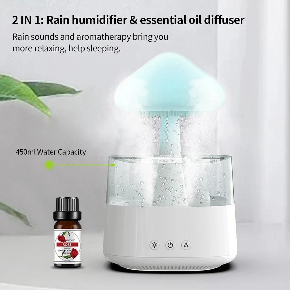 Transform Your Space with the Mushroom Rain Air Humidifier - Aroma Diffuser & Colorful Night Light for Ultimate Relaxation!