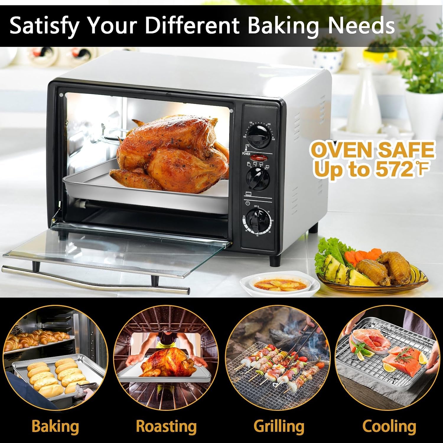 Ultimate Baking Sheet & Wire Rack Set - 6-Piece Stainless Steel Bakeware for Perfect Cookies & More!