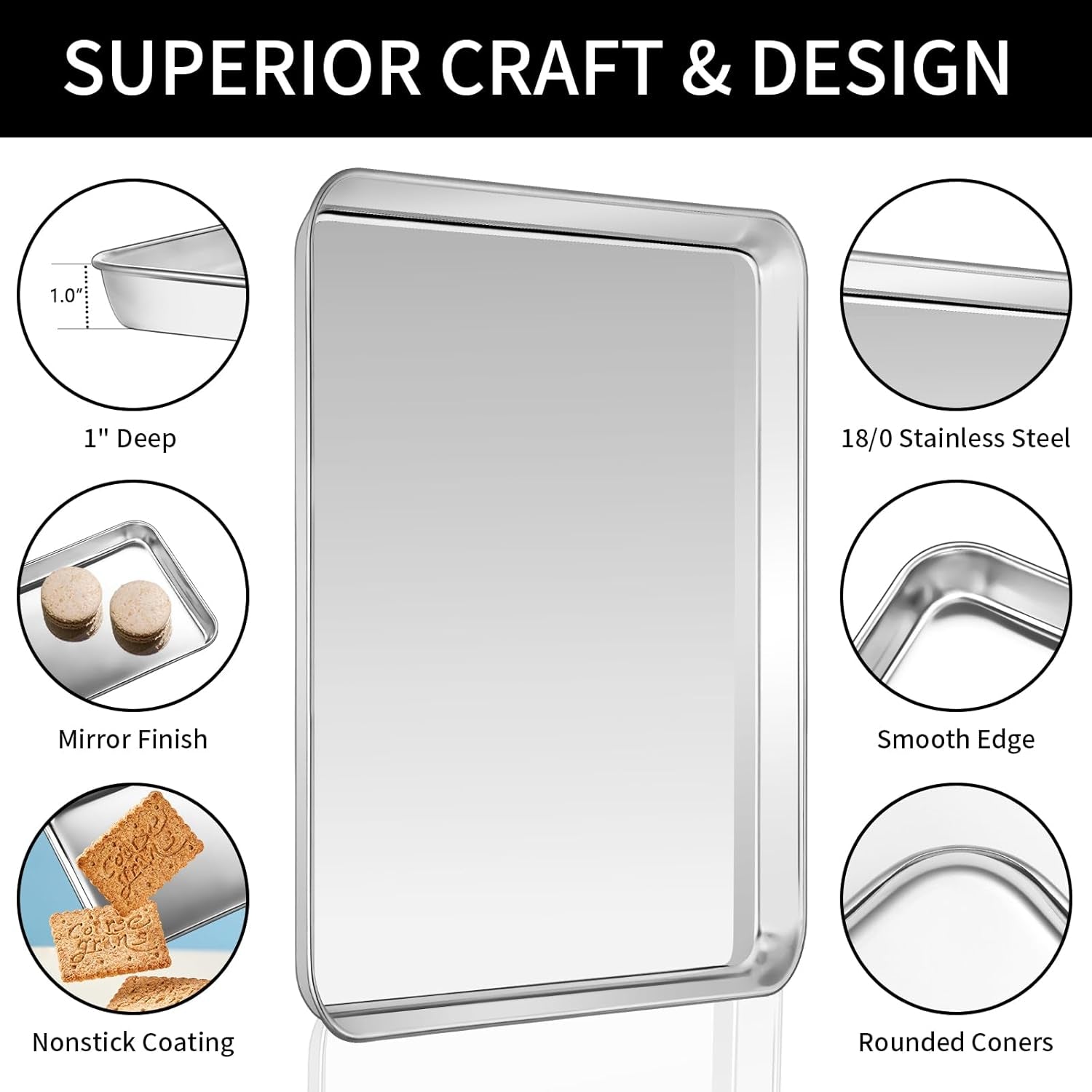 Ultimate Baking Sheet & Wire Rack Set - 6-Piece Stainless Steel Bakeware for Perfect Cookies & More!