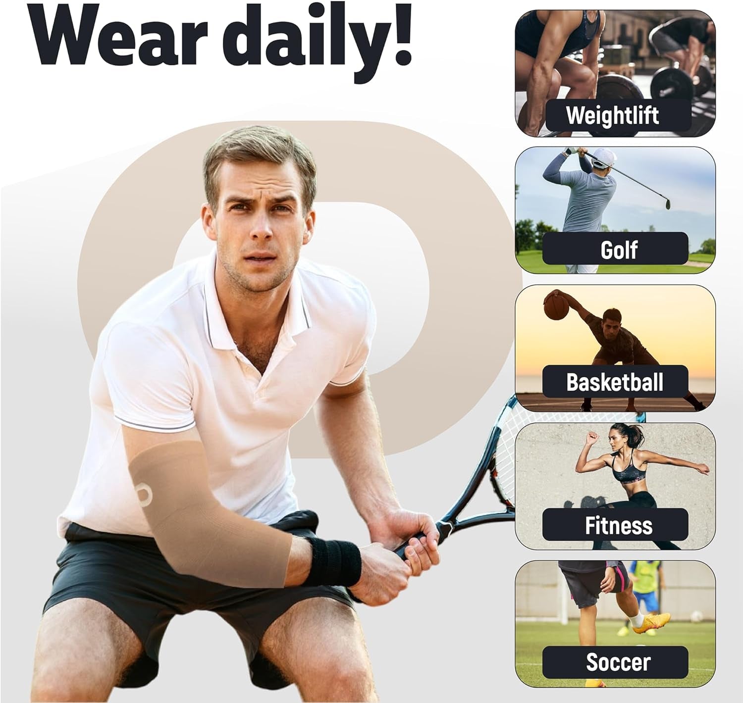 Elbow Compression Support Sleeves (1 Pair) - Advanced Relief for Tendonitis, Arthritis, and Sports Injuries