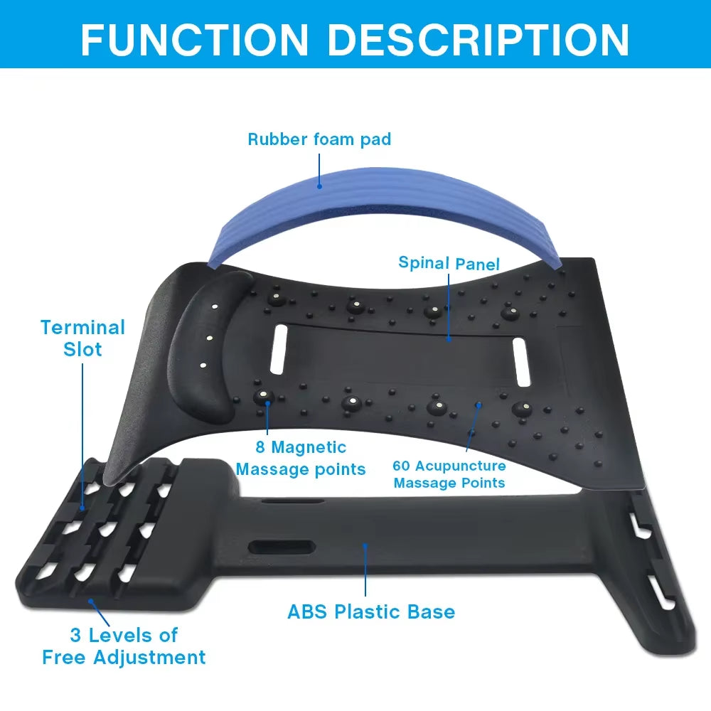 Adjustable Lumbar Support Device for Neck and Back Relief - Versatile Stretching Massager for Yoga and Posture Correction