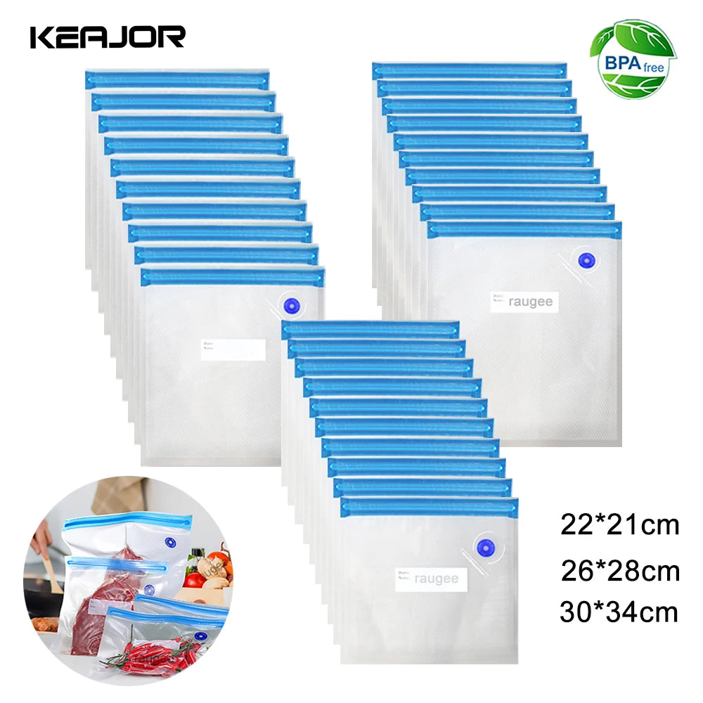 Food Vacuum Bags Reusable Vacuum Packaging Bags 10Pcs Bpa-Free Vacuum Sealing Air Valve Bag Food Storage Fresh Keeping Bags