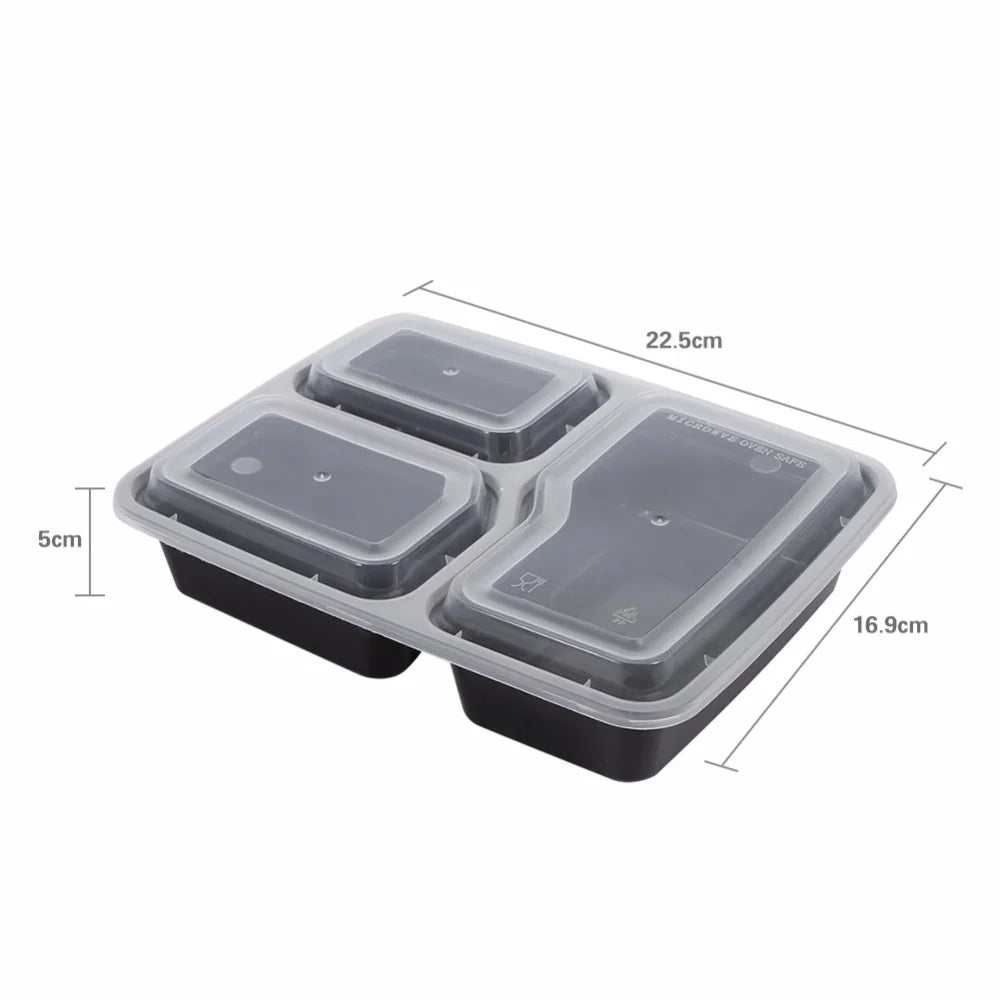 Ultimate 3 Compartment Meal Prep Containers - 36 Oz Plastic Food Storage Solution with Lids, 20 Pack for On-the-Go Convenience