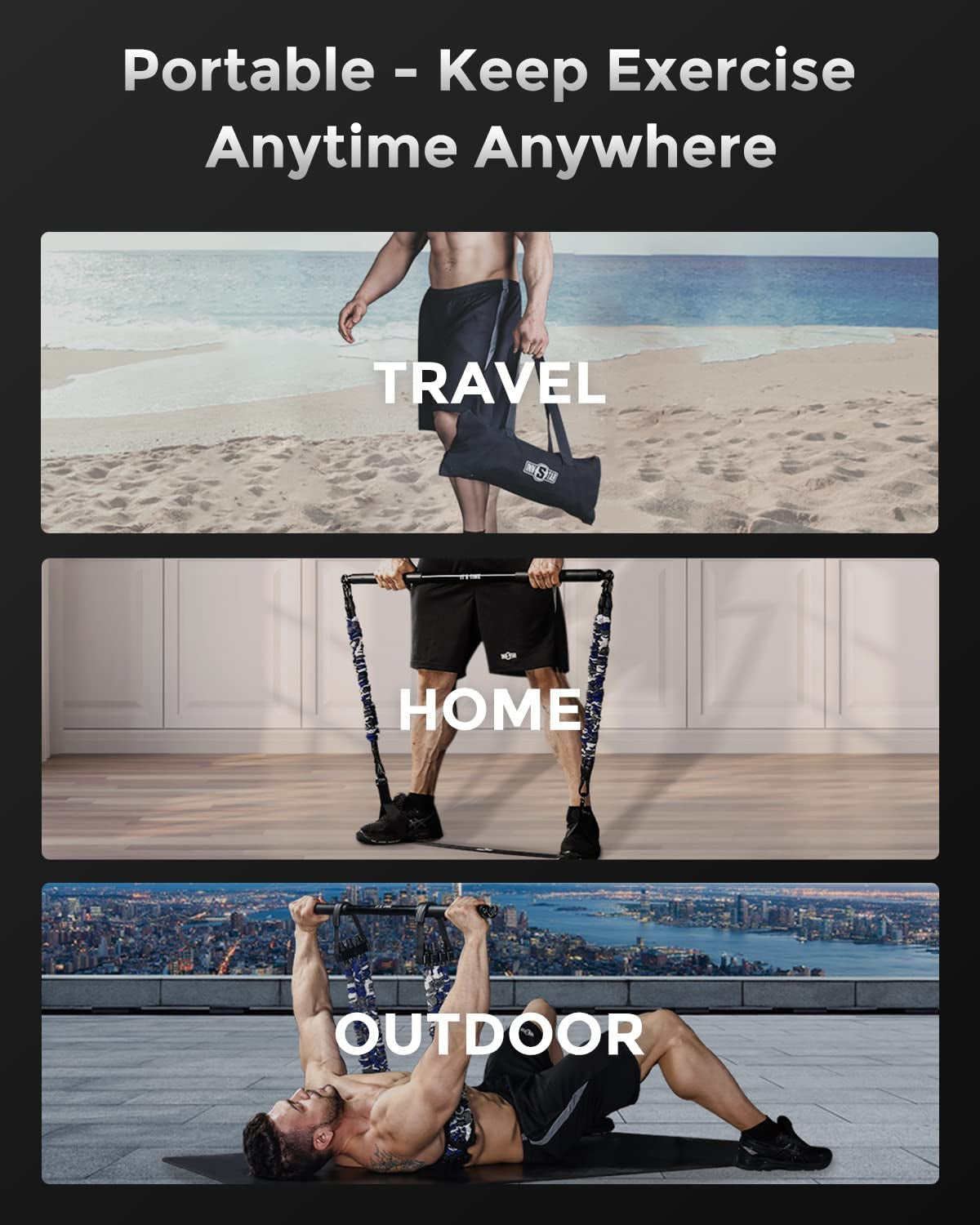 Ultimate Resistance Bands Bar System - 38" Heavy-Duty Home Gym Attachment for Full Body Workouts - Max Load 800Lbs - Perfect for Strength Training and Power Lifting