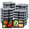 Ultimate 3 Compartment Meal Prep Containers - 36 Oz Plastic Food Storage Solution with Lids, 20 Pack for On-the-Go Convenience
