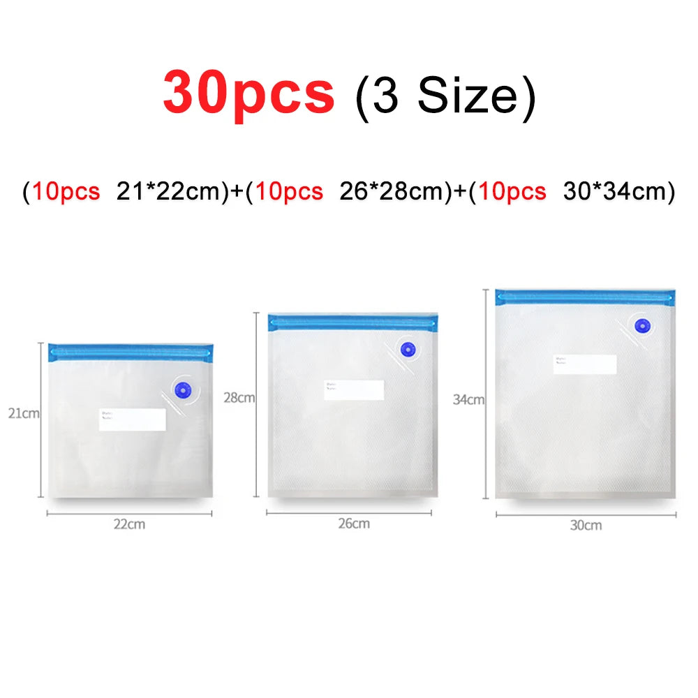 Food Vacuum Bags Reusable Vacuum Packaging Bags 10Pcs Bpa-Free Vacuum Sealing Air Valve Bag Food Storage Fresh Keeping Bags