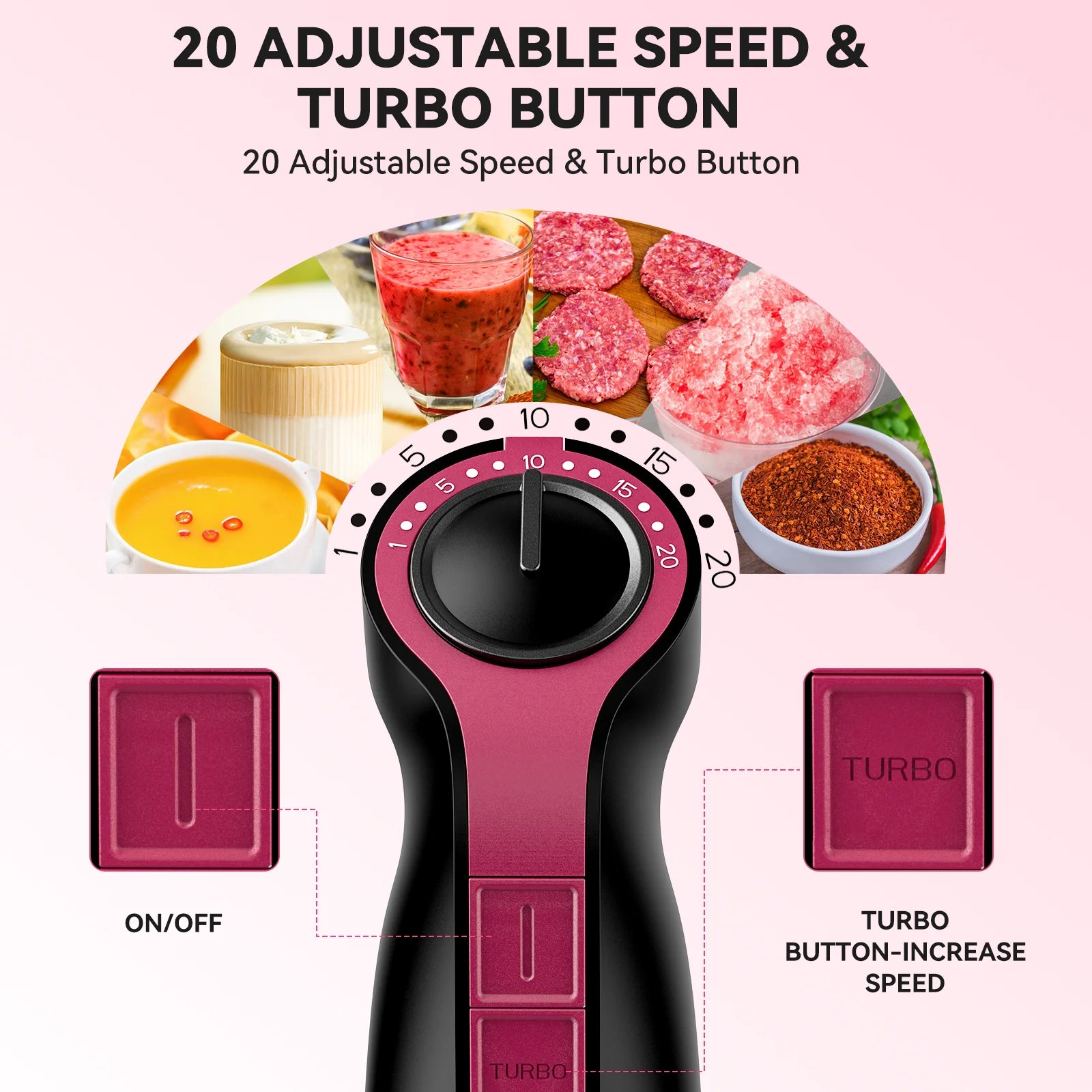 Transform Your Cooking Experience with the 20-Speed 1000W 3-In-1 Immersion Hand Blender – Effortless Blending, Whisking, and Frothing in One Compact Tool!