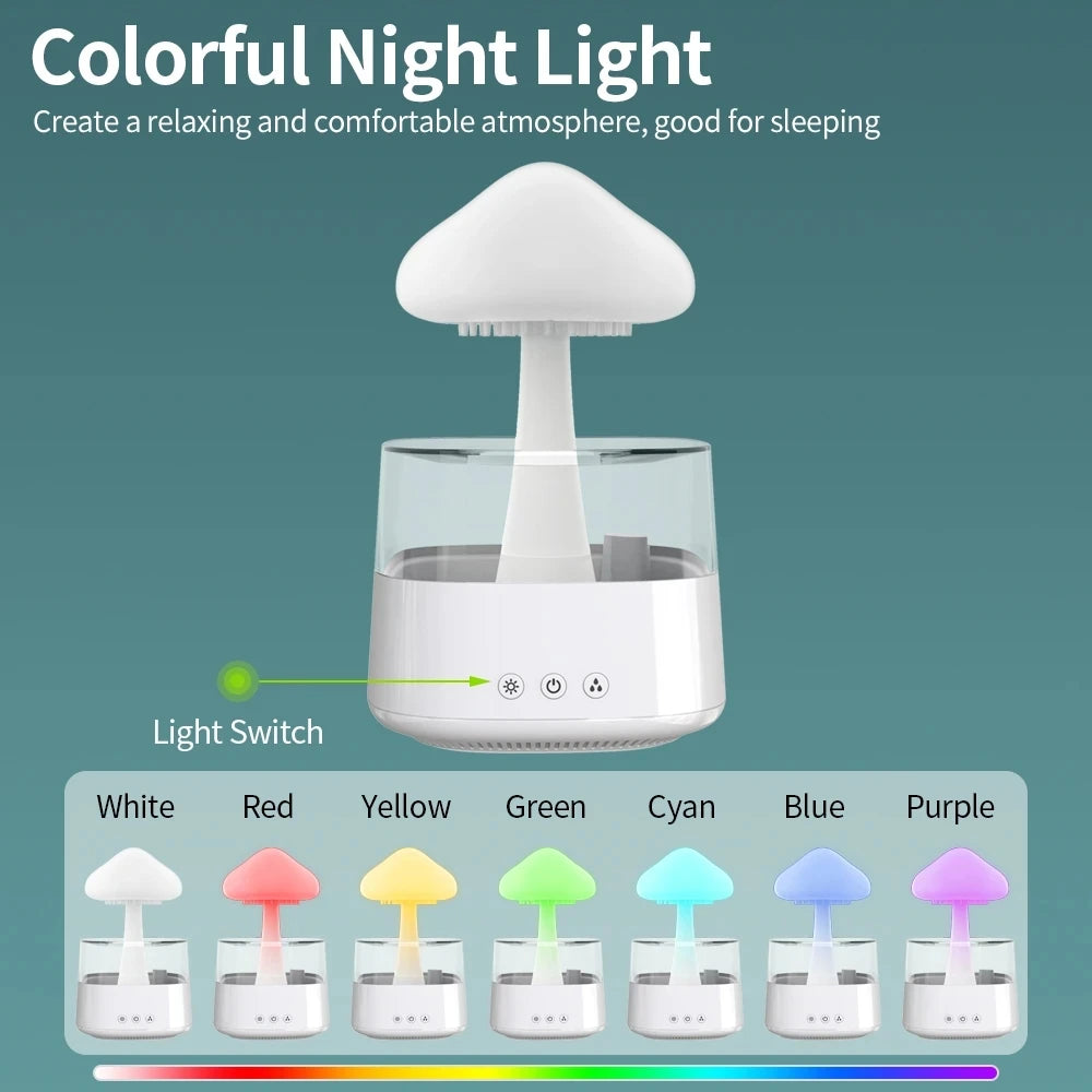 Transform Your Space with the Mushroom Rain Air Humidifier - Aroma Diffuser & Colorful Night Light for Ultimate Relaxation!