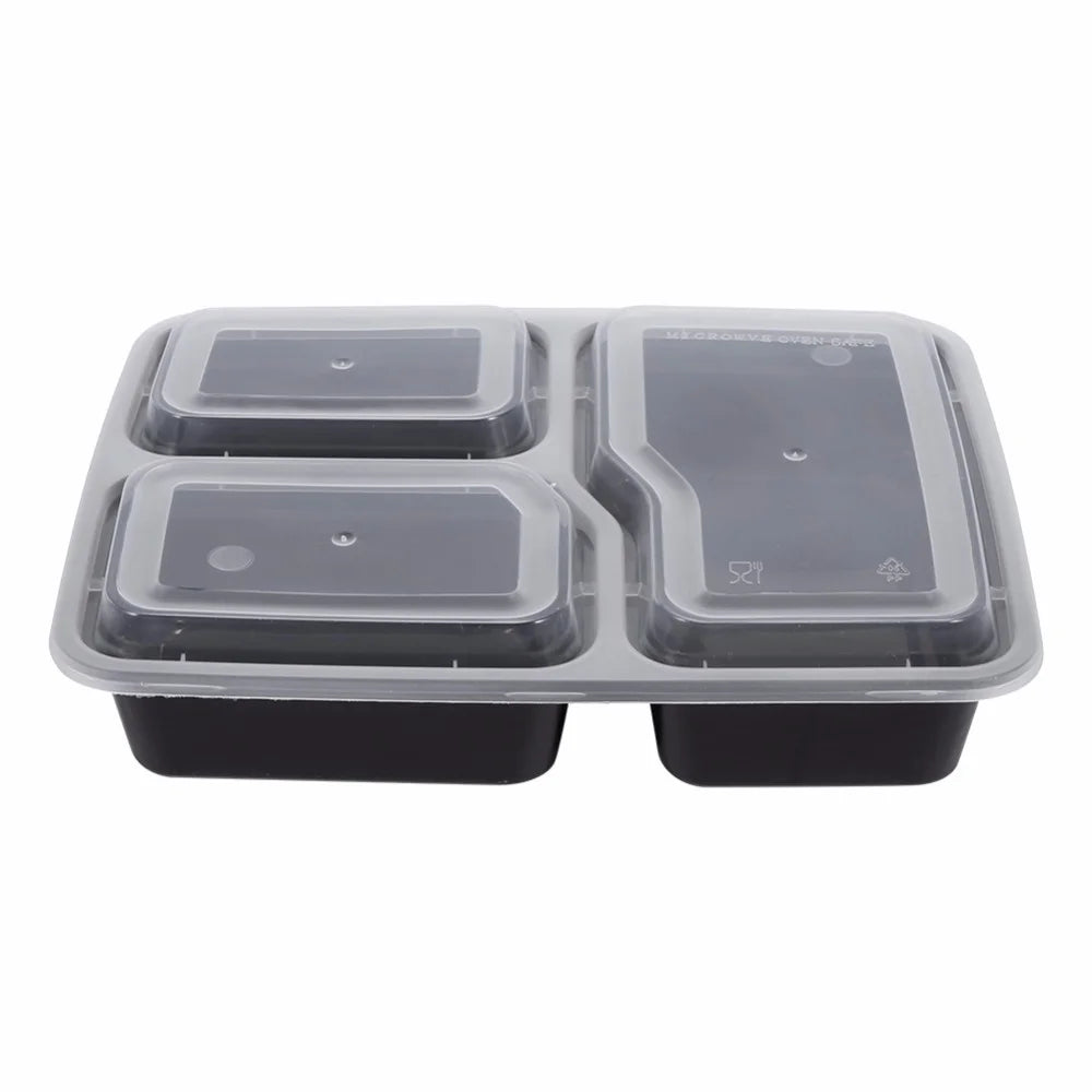 Ultimate 3 Compartment Meal Prep Containers - 36 Oz Plastic Food Storage Solution with Lids, 20 Pack for On-the-Go Convenience