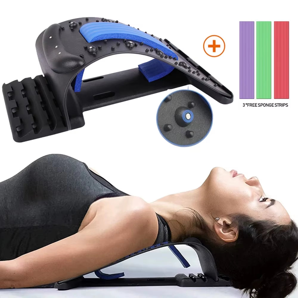 Adjustable Lumbar Support Device for Neck and Back Relief - Versatile Stretching Massager for Yoga and Posture Correction