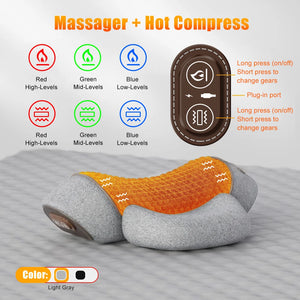 Electric Neck Massager Cervical Pillow Hot Compress Vibration Massage Neck Traction Relax Pillow Spine Support Massager Pillow