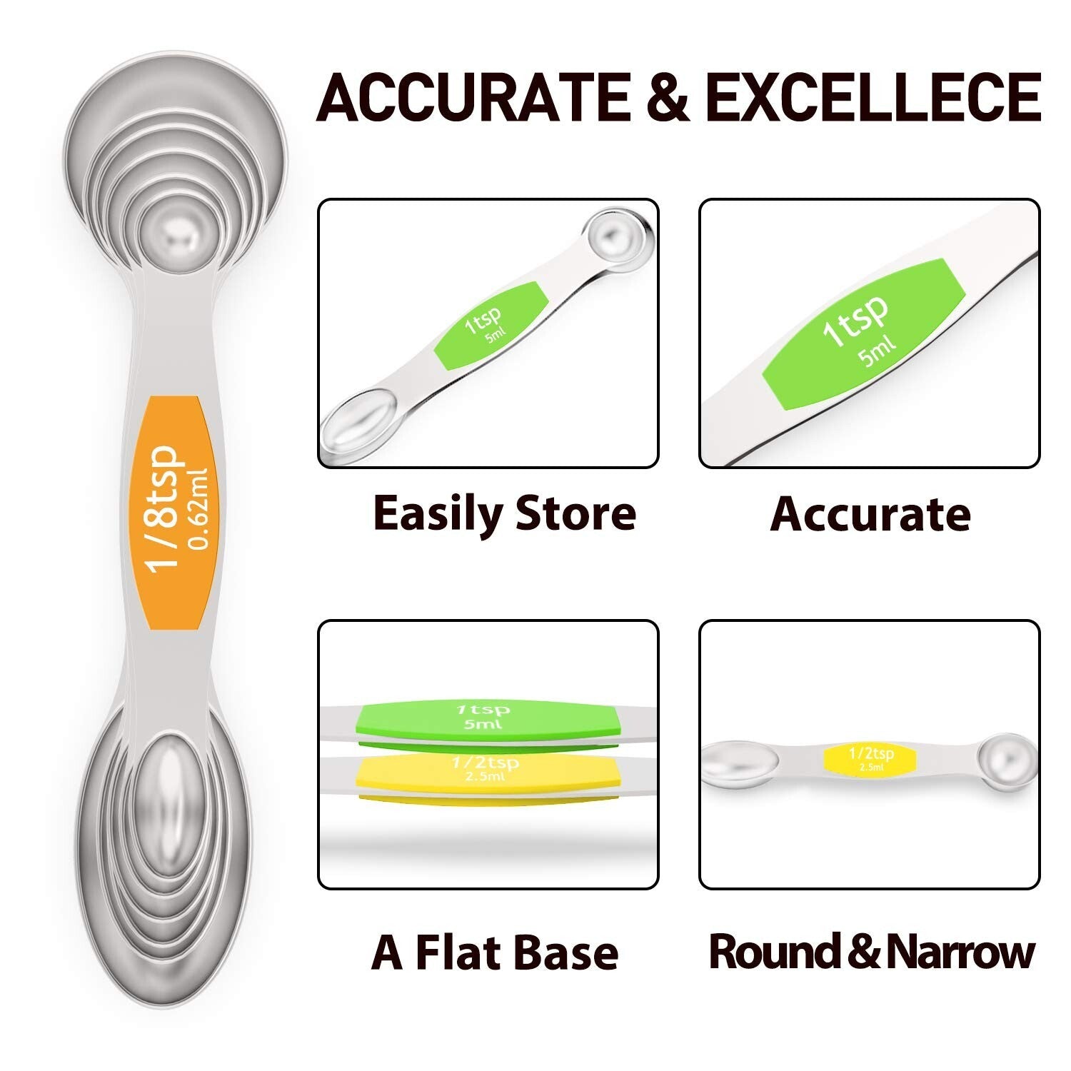 Precision in Every Scoop: Wildone 16-Piece Stainless Steel Measuring Cups and Magnetic Spoons Set for Culinary Mastery